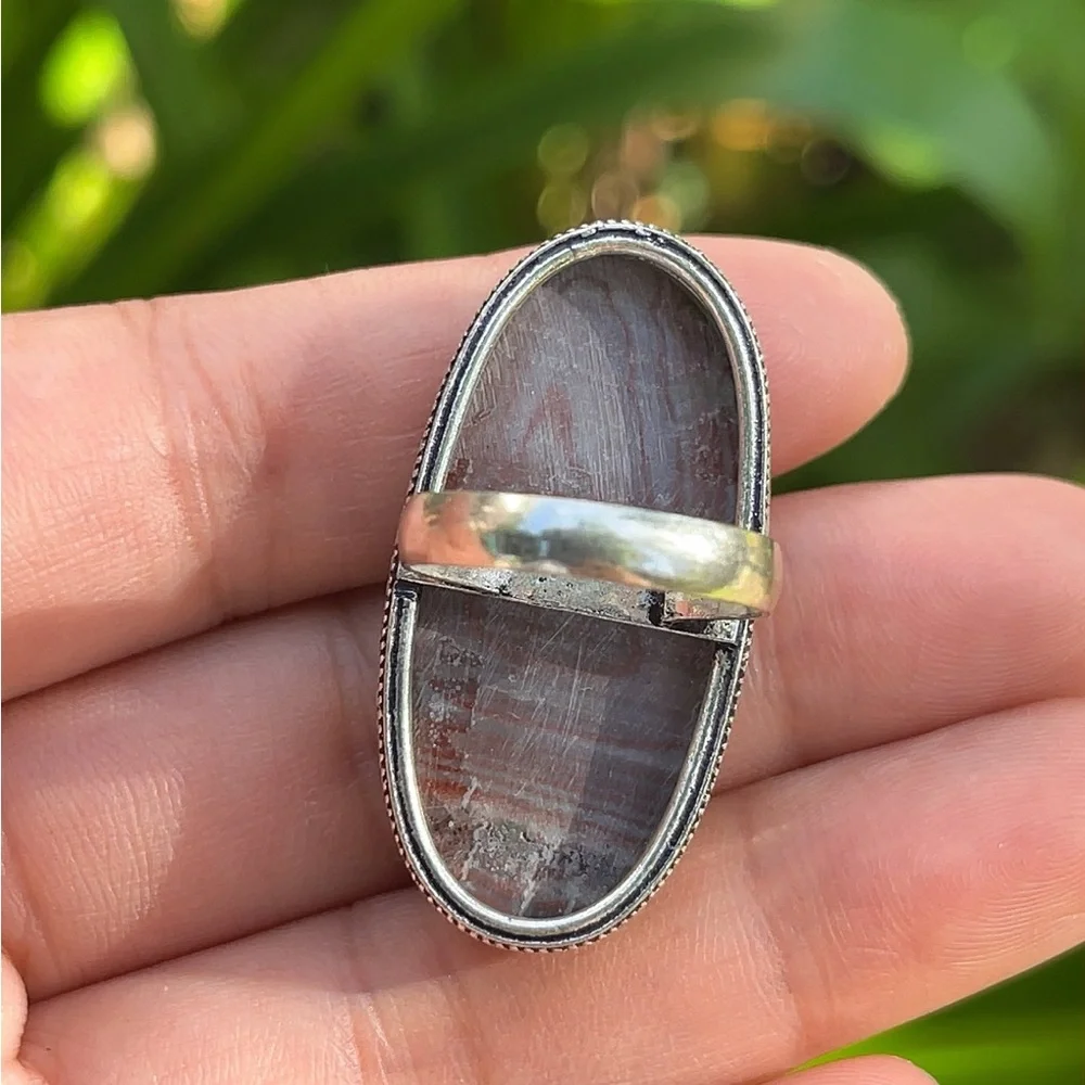 Size 6.75 925 silver‎ plated dolomite ring